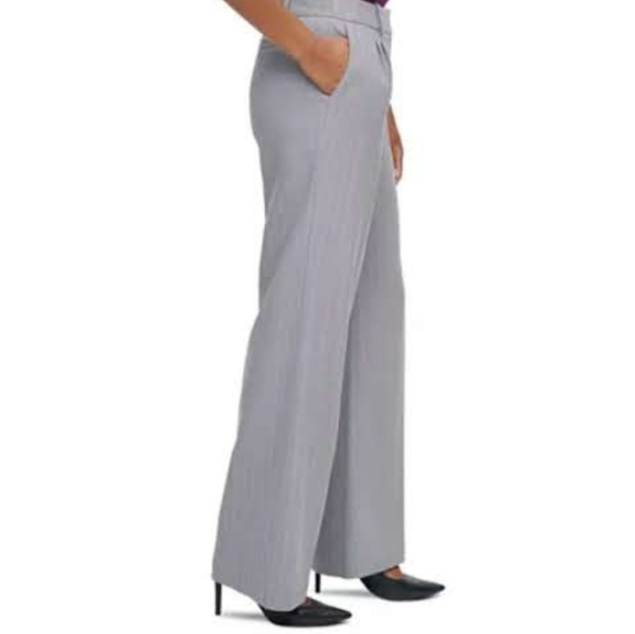 NWOT Calvin Klein Tall Womens Gray Pinstripe Wide-Leg Trousers Size 2 - Picture 4 of 8